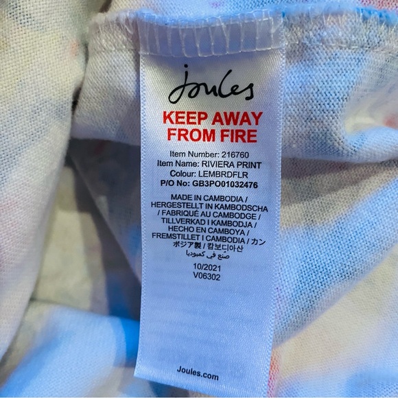 Joules Lemon Border Floral Riviera‎ Print Jersey Dress Preppy Yellow - Picture 8 of 9